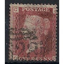 1858 SG43 1d Red Plate 95 Good/Fine Used Check Letters "CG" ...