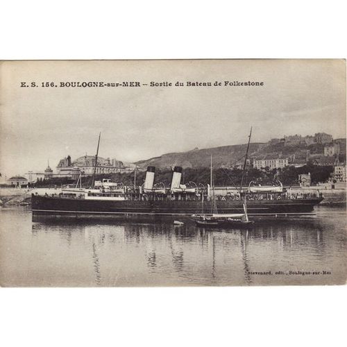 Vintage Postcard Folkestone SE&CR Ferry Invicta Boulogne Sur Mer Harbour France