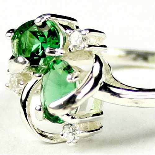 Russian Nanocrystal Emerald, 925 Sterling Silver Ladies Ring, SR016