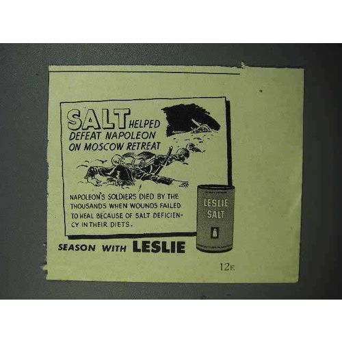 1946 Leslie Salt Ad - Defeat Napolean Moscow Retreat