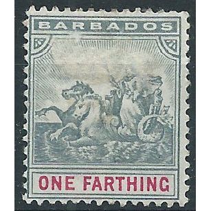 Barbados 1896 SG105 1/4d Slate-Grey & Carmine Mounted Mint.. .