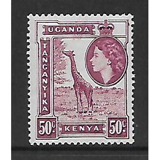 KENYA UGANDA & TANYANIKA 1954 50c REDDISH PURPLE GIRAFFE SG 173 M/MINT