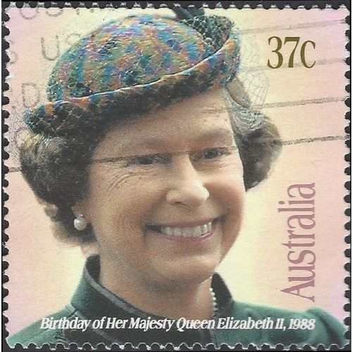 AUSTRALIA, Queen Elizabeth II birthday, peach 1988, 37c, #3