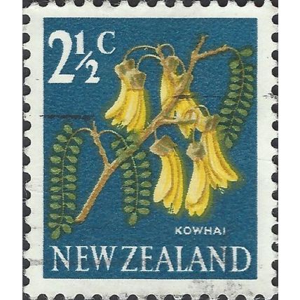 NEW ZEALAND, FLOWER, Kowhai, blue 1967, 2½c, #2