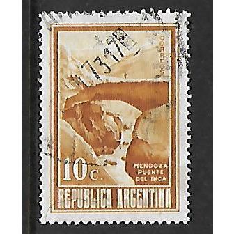 ARGENTINA REP 1959 10p BROWN INCA BRIDGE MENDOZA SG1286 FINE USED#2