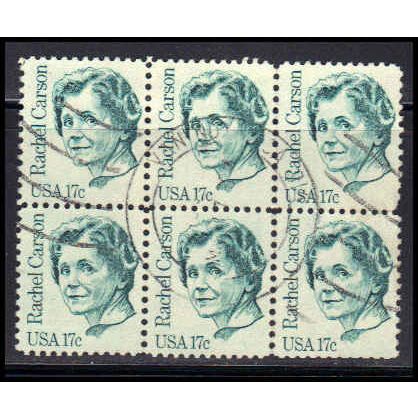 Used 1857 17c Rachel Carson (6) Van Nuys, CA. E0179