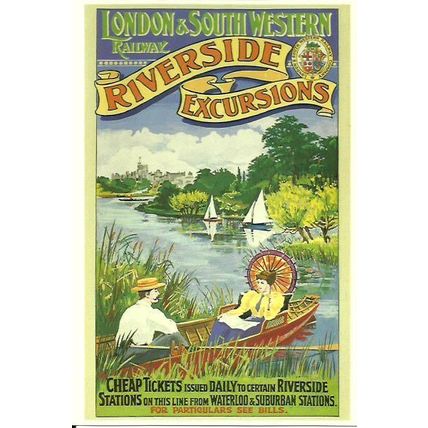 Advertising L&SWR RIVERSIDE EXCURSIONS Art Postcard (Mayfair BB 125)
