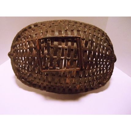 Vintage Hand Woven Oval Brown Basket