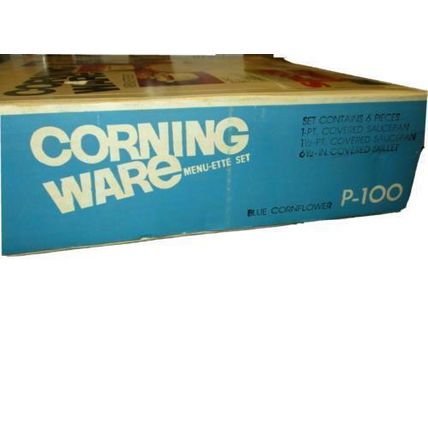 VTG RETRO P-100 CORNING WARE WHITE CORNFLOWER BLUE MENU-ETTE SEALED BOX