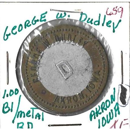 George Dudley Bimedal $1.00 Medal Akron XF