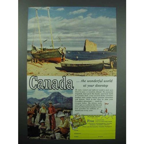 1958 Canada Tourism Ad - The Wonderful World At Your Doorstep