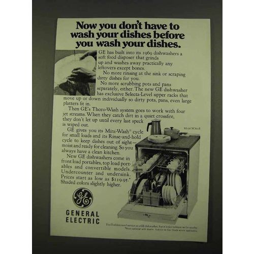 1968 General Electric Model SC800E Dishwasher Ad