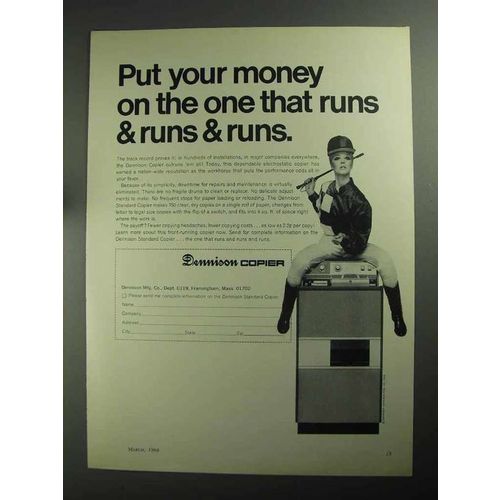1968 Dennison Copier Ad - Put Your Money On