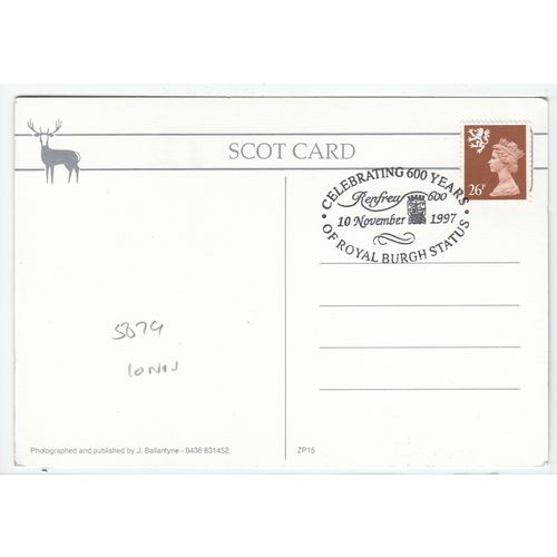 1997 Special Postmark 600 years Royal Burgh Status Renfrew on Postcard
