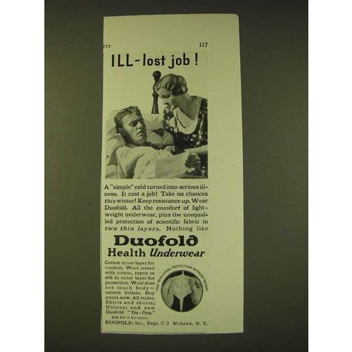 1933 Duofold Health Underwear Ad - Ill-lost job