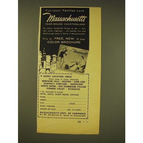 1958 Massachusetts Dept. of Commerce Ad - Fun-lovin' families love