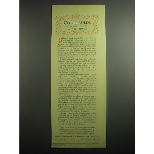 1948 Courtaulds Ltd Ad - Courtaulds in the United Kingdom No. 7 Rochdale