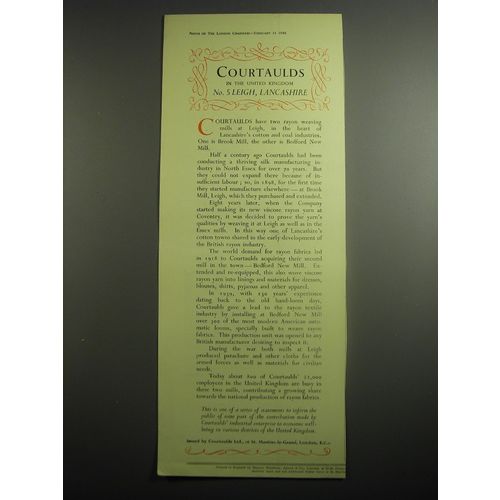 1948 Courtaulds Ltd Ad - Courtaulds in the United Kingdom No. 5 Leigh