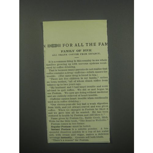 1913 Postum Drink Ad - Family of Five