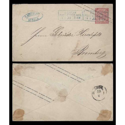 Germany North State Postal Sta. 1868 Berlin #8 to Bronberg, G. Muller agent