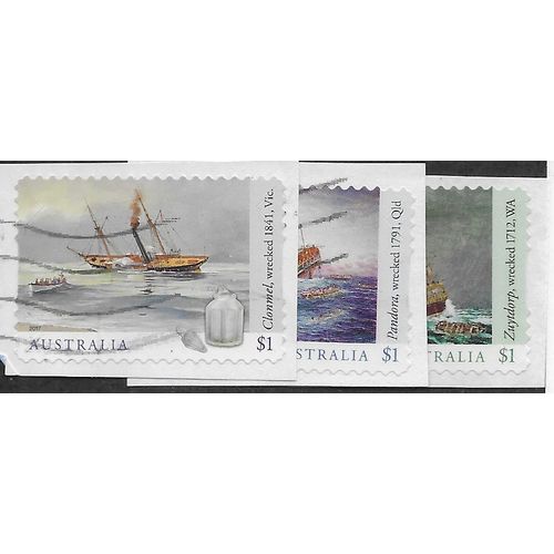 AUS 2017 (SET)(S/A) 'SHIPWRECKS' (3v) ON PAPER FINE USED (EBID25-837)