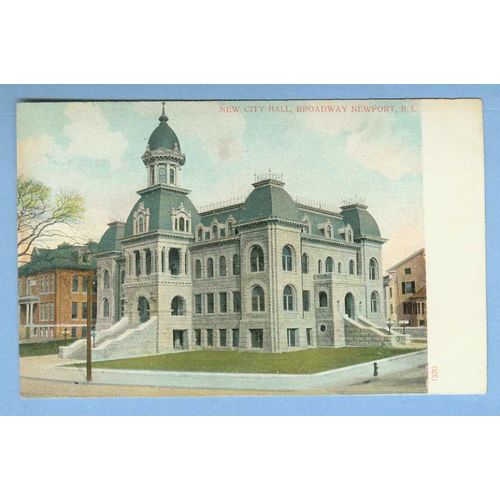 Rhode Island Newport New City Hall Street Scene View Large Old Building On~1159