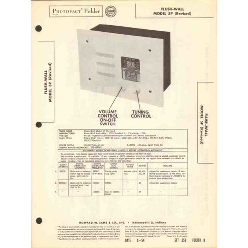FLUSH-WALL model 5P 5 tube AM radio receiver Sams Photofact manual