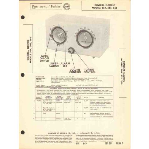 GENERAL ELECTRIC model 56x AM radio clock Sams Photofact manual