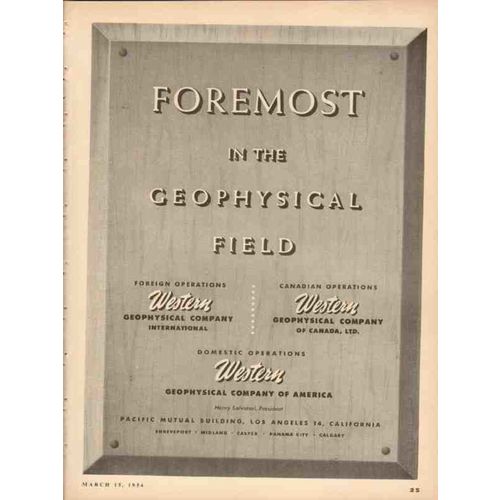 WESTERN GEOPHYSICAL AMERICA 1954 Foremost in the field vintage ad