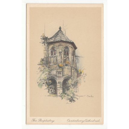 The Baptistry Canterbury Cathedral Kent Marjorie C Bates Art Postcard