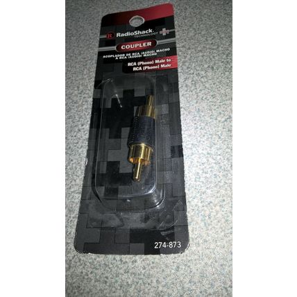 Male to Male Radioshack Phono Audio/Video Plug Coupler Gold 274-873 M-M 2740873