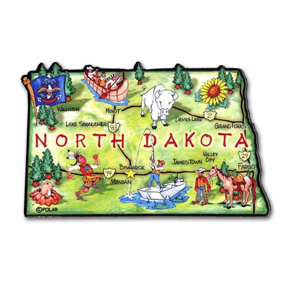North Dakota the Peace Garden State Artwood Jumbo Fridge Magnet