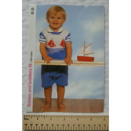 1987 Babies & Toddlers 18 Little sailor sweater, DK, 51-56 chest