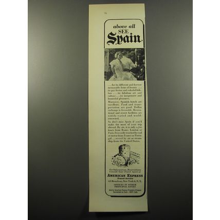 1950 American Express Travel Service Ad - Above all see Spain