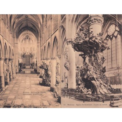Malines Eglise St Rombaut 2x Old French Postcard s