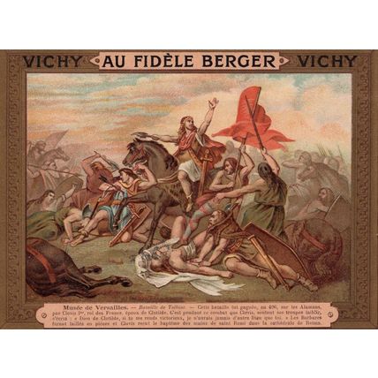 Battle of Tolbiac Antique Versailles Museum Postcard French Trading Card