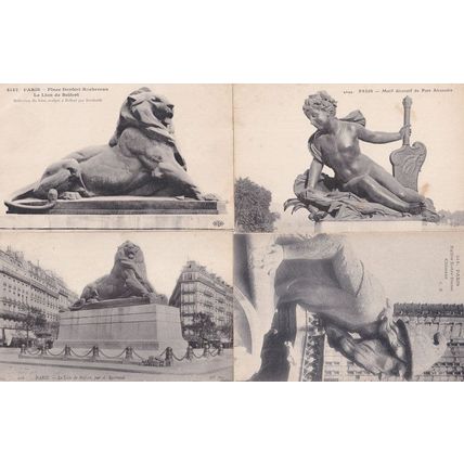 Paris Le Lion De Belfort Pont Alexandre Eglise Notre Dame Chimere 4x French Post