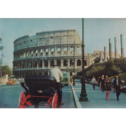Colisee Rome Horse & Cart Transport Italian 3D Three Dimensional Postcard