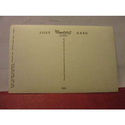 R.M.S. 'QUEEN ELIZABETH' CRUISE SHIP, unused vintage postcard J. Salmon #