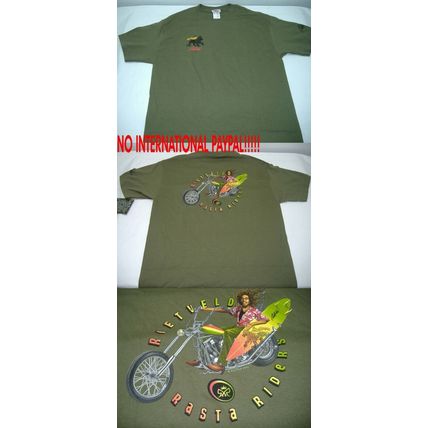New Mens Rick RIETVELD USA LARGE Rasta Rider Olive T Shirt Last Unit Rastaman
