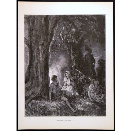 CHACTAS AND ATALA 1885 Gustave Doré - Charles Laplante ANTIQUE ENGRAVING