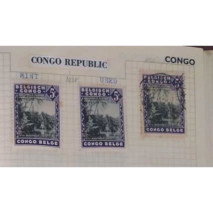Belgian Congo 1938 River Motudi 2 Mint and 1x Used