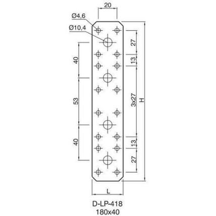 Perforated Flat Join Plate Mending HEAVY DUTY STRAIGHT GALVANISED STEEL BRACKET