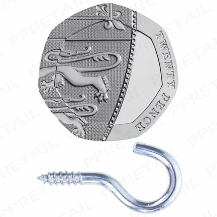 SMALL-LARGE STRONG CUP HOOKS 19/22/25/32/40/50/55mm Silver Zinc Hanging Mug Peg