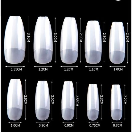 Long Ballerina Coffin Half Well Cover False Nails White Press on set of 20