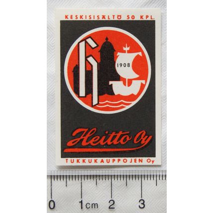 vintage Finland Matchbox Label - Heitto oy
