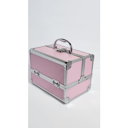 Aluminum Makeup Train Case Jewelry Box Cosmetic Pink 9“x6.75”x6.75”