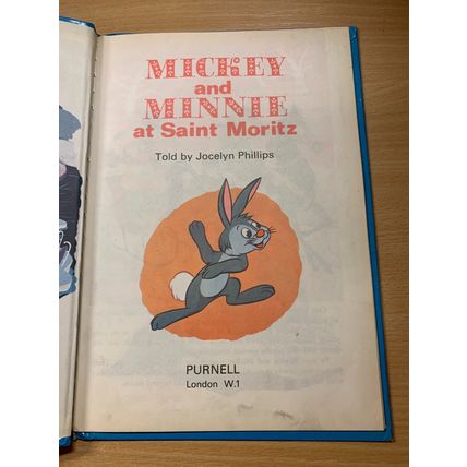 1969 WALT DISNEY "MICKEY & MINNIE AT SAINT MORITZ" UK HARDBACK BOOK (LL) ref:BRA