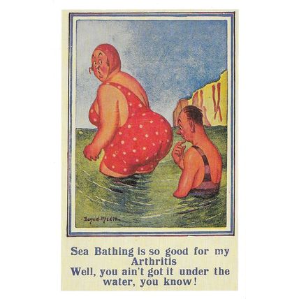 Postcard Sea Bathing Arthritis Donald McGill Seaside Holiday Cartoon - Nostalgia