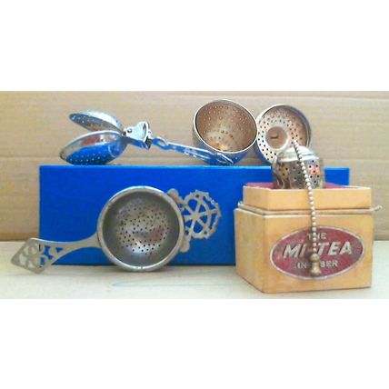 Vintage Delmasco Chrome Metal Tea Strainer + Mi-Tea Infuser + 2 Other Infusers